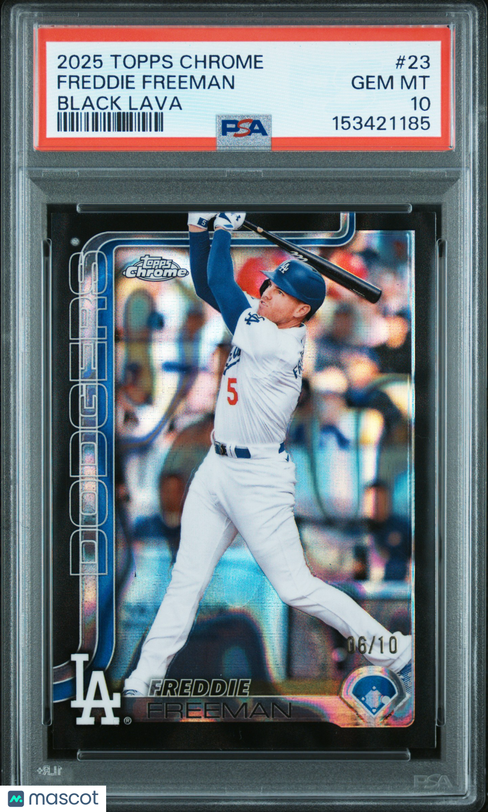 2025 Topps Chrome Freddie Freeman #23 Black Lava 06/10 PSA 10