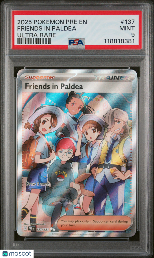 2025 Pokemon Pre EN-Prismatic Evolutions Friends In Paldea #137 Ultra Rare PSA 9
