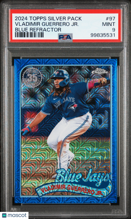 2024 Topps Silver Pack 1989 Chrome Vladimir Guerrero JR Blue Refractor PSA 9