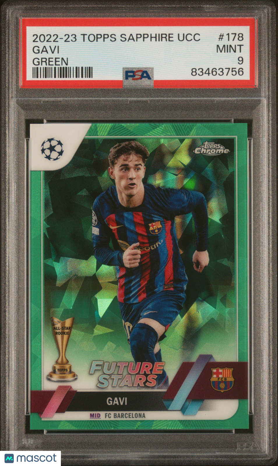2022-23 Topps Chrome Sapphire Edition UEFA Club Competitions Gavi Green PSA 9