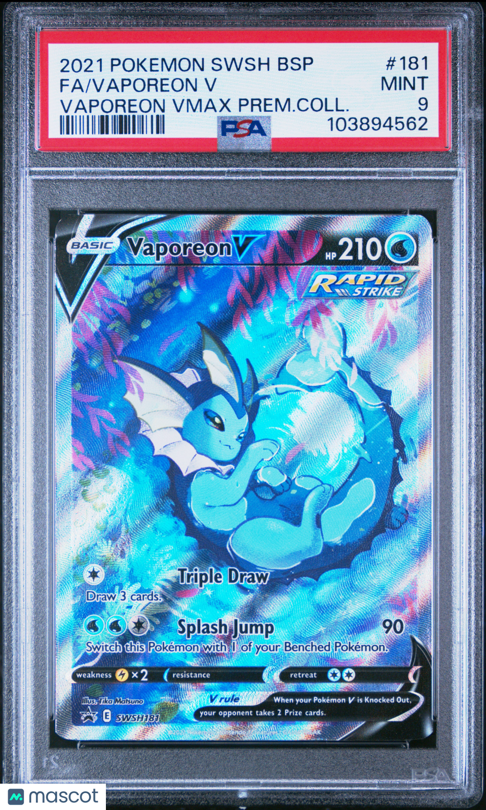 2021 Pokemon Black Star Promo Vaporeon nV VMAX Prem.Coll. Fa PSA 9 #181