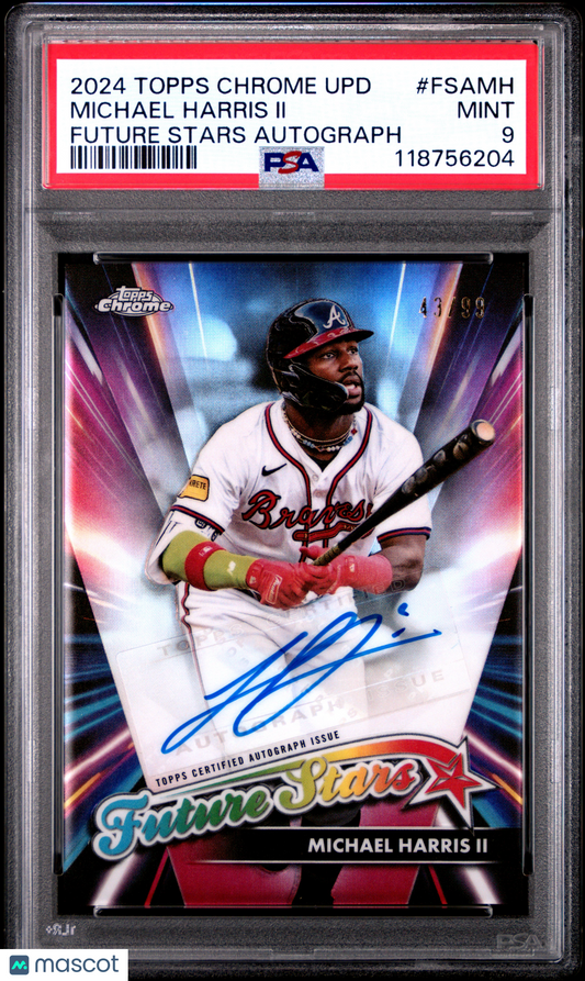 2024 Topps Chrome Update Future Stars Autographs Michael Harris II /99 PSA 9