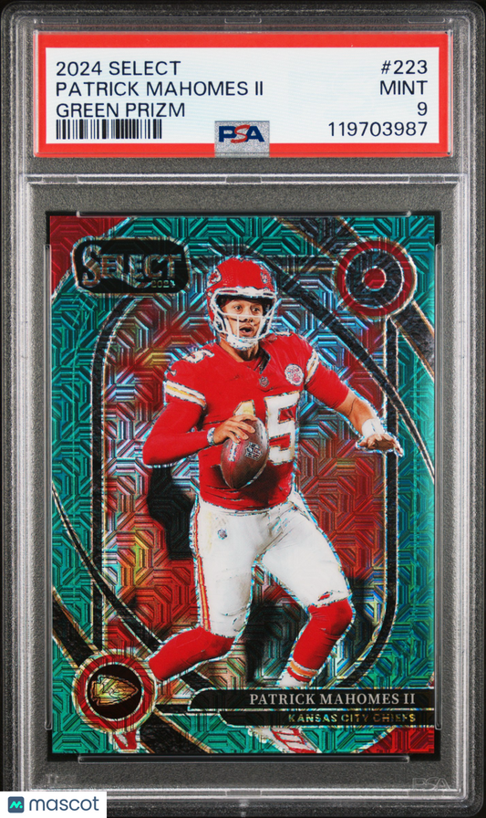 2024 Panini Select Patrick Mahomes II #223 Green Prizm PSA 9