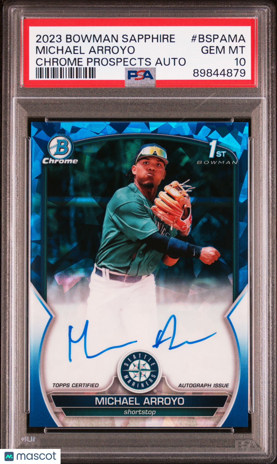 2023 Bowman Sapphire Chrome Prospects Autographs Michael Arroyo #BSPAMA PSA 10
