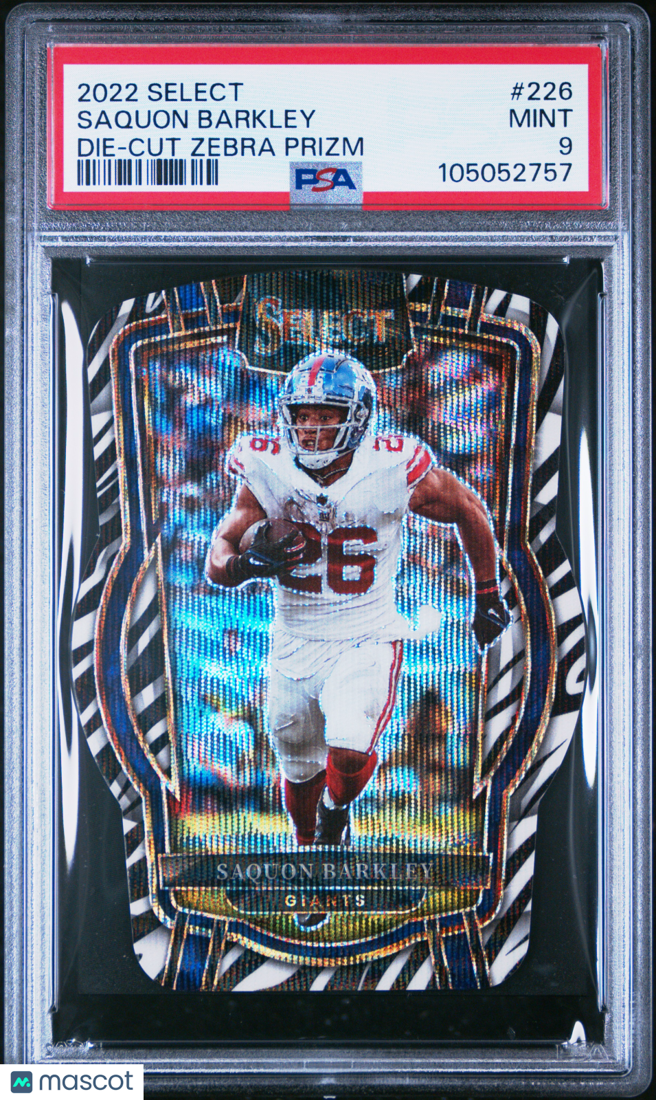 2022 Panini Select Saquon Barkley #226 Die Cut Zebra Prizm PSA 9
