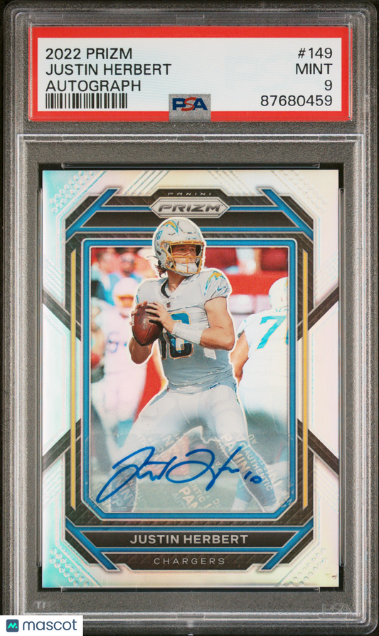 2022 Panini Prizm Justin Herbert #149 Autograph PSA 9