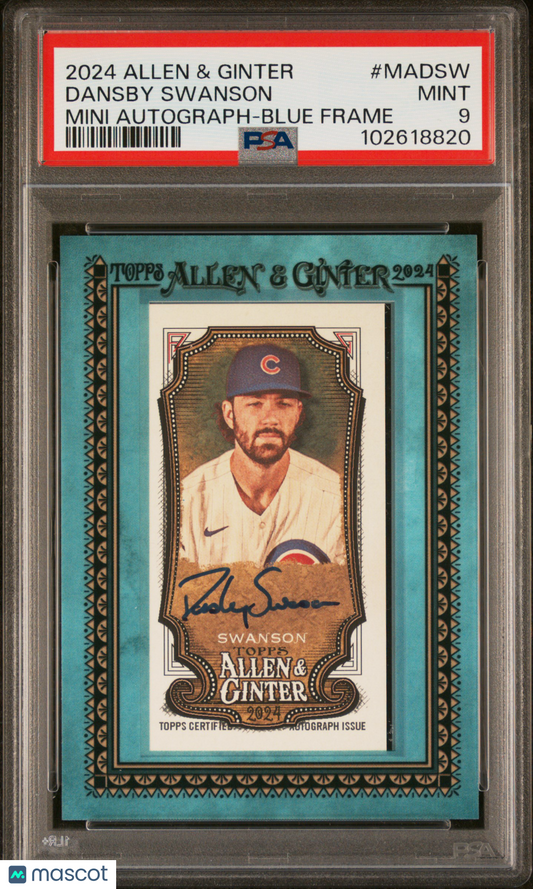 2024 Topps Allen & Ginter Mini Baseball Autographs Dansby Swanson /50 PSA 9