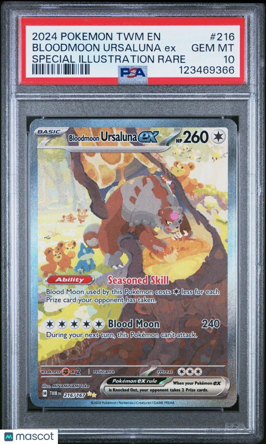 2024 Pokemon Twilight Masq. Bloodmoon Ursaluna EX Special Illustration PSA 10