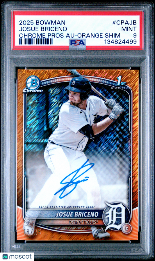 2025 Bowman Chrome Prospect Autographs Josue Briceno #CPAJB Orange /25 PSA 9