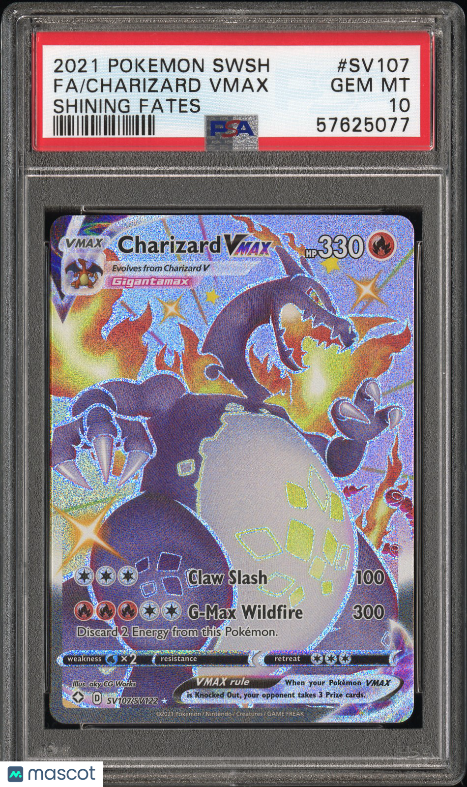 2021 Pokemon Sword & Shield Shining Fates Charizard VMAX Fa PSA 10 #SV107