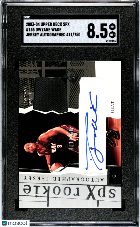 2003 Upper Deck SPX Dwyane Wade #155 Autograph Jersey SGC 8.5
