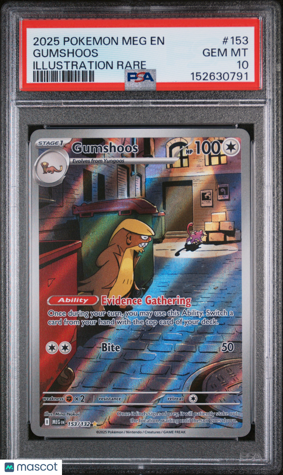 2025 Pokemon Meg EN-Mega Evolution Gumshoos Illustration Rare PSA 10 #153