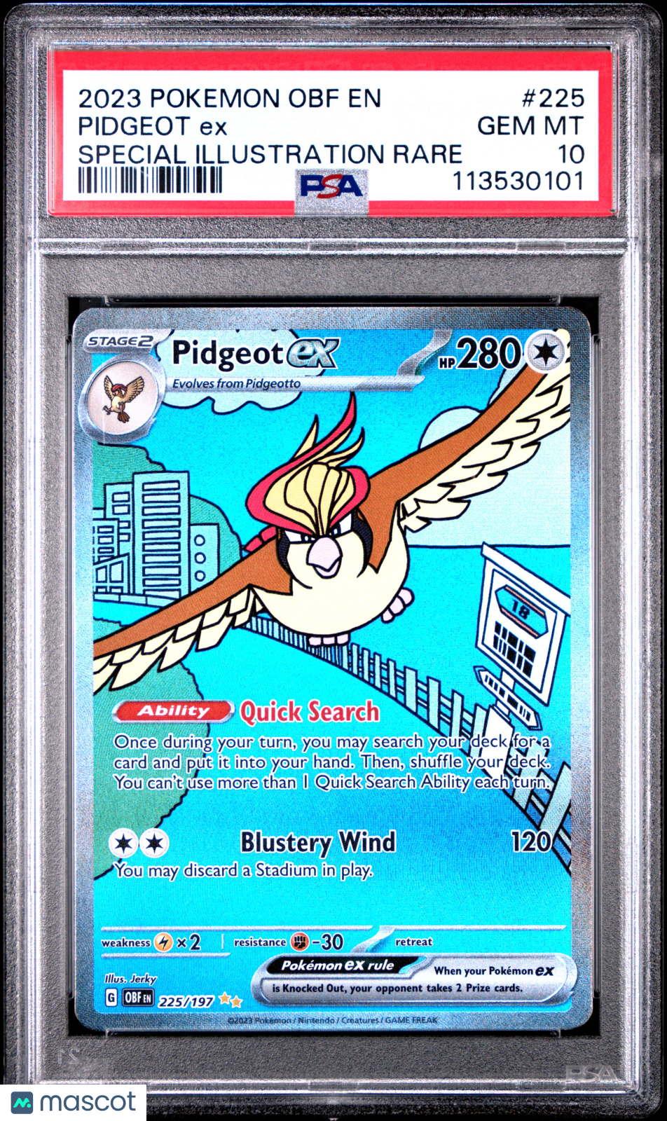 2023 Pokemon Obf EN-Obsidian Flames Pidgeot EX Special Illustration Rare PSA 10