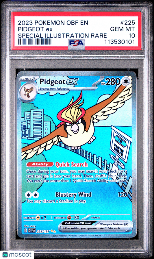 2023 Pokemon Obf EN-Obsidian Flames Pidgeot EX Special Illustration Rare PSA 10