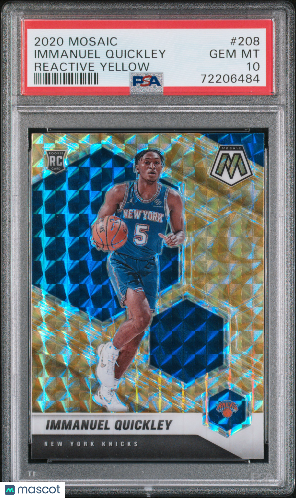 2020 Panini Mosaic Immanuel Quickley #208 Reactive Yellow PSA 10
