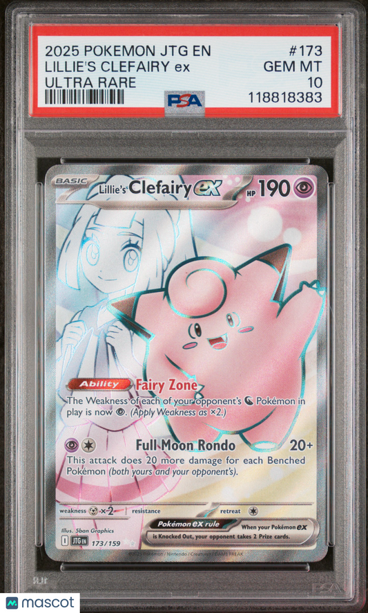 2025 Pokemon JTG EN-Journey Together Lillie's Clefairy EX #173 Ultra Rare PSA 10