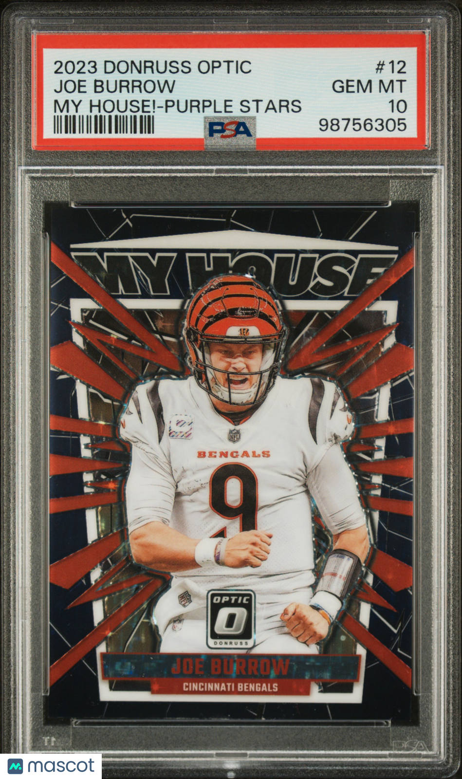 2023 Panini Donruss Optic My House! Joe Burrow #12 Purple Stars PSA 10