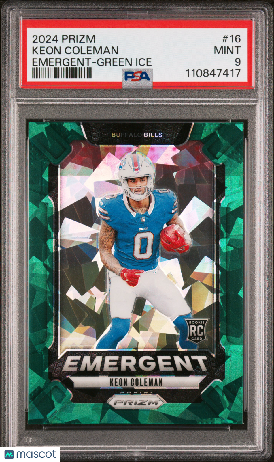 2024 Panini Prizm Emergent Keon Coleman #16 Green Ice PSA 9