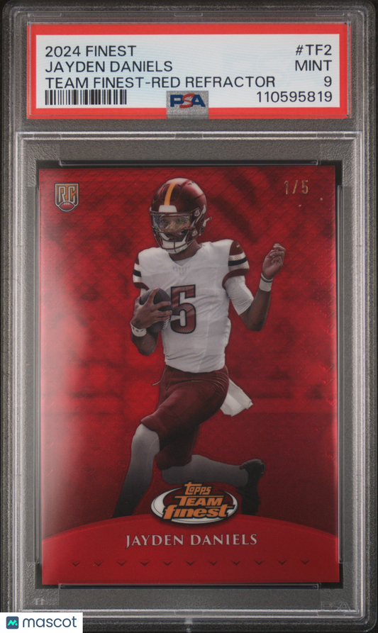 2024 Topps Finest Team Finest Jayden Daniels #TF2 Red Refractor 1/5 PSA 9