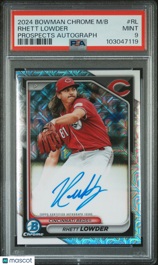 2024 Bowman Mega Box Chrome Bowman Prospect Mega Autographs Rhett Lowder PSA 9