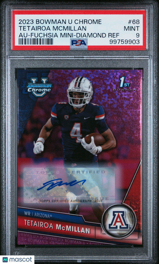 2023 Bowman University Chrome Tetairoa Mcmillan #68 Mini Diamond Ref PSA 9