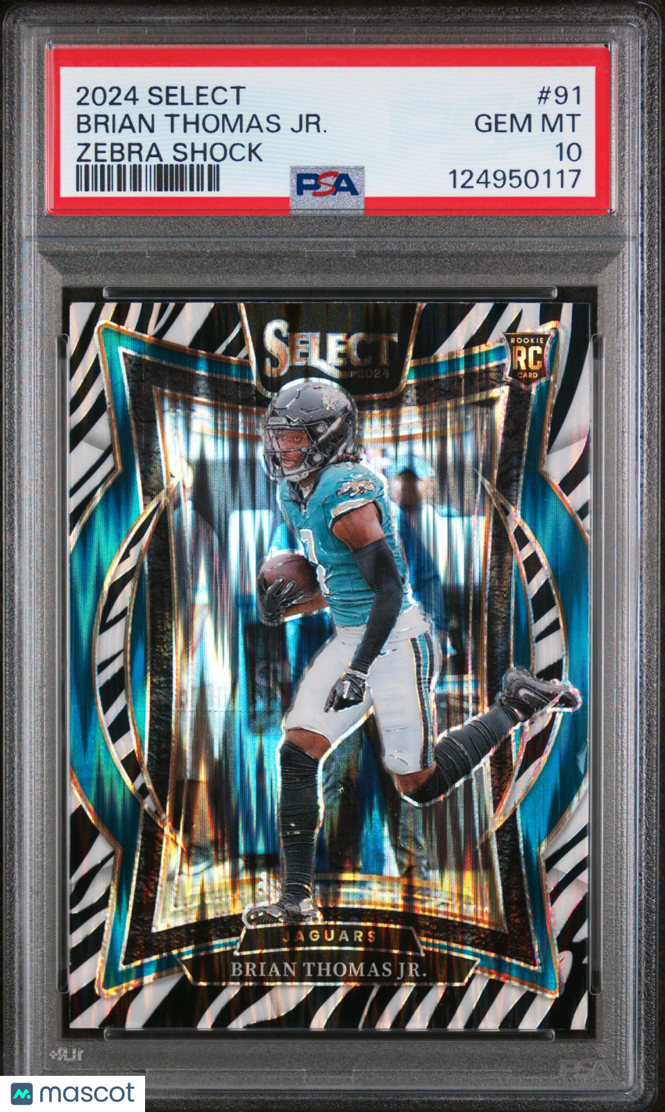 2024 Panini Select Brian Thomas JR. #91 Zebra Shock PSA 10