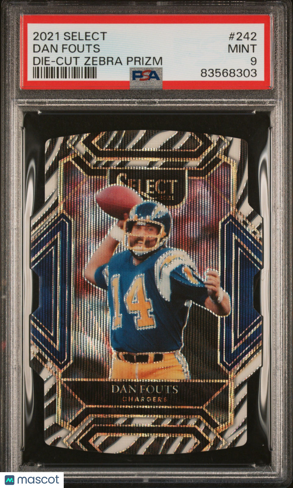 2021 Panini Select Dan Fouts #242 Die Cut Zebra Prizm PSA 9