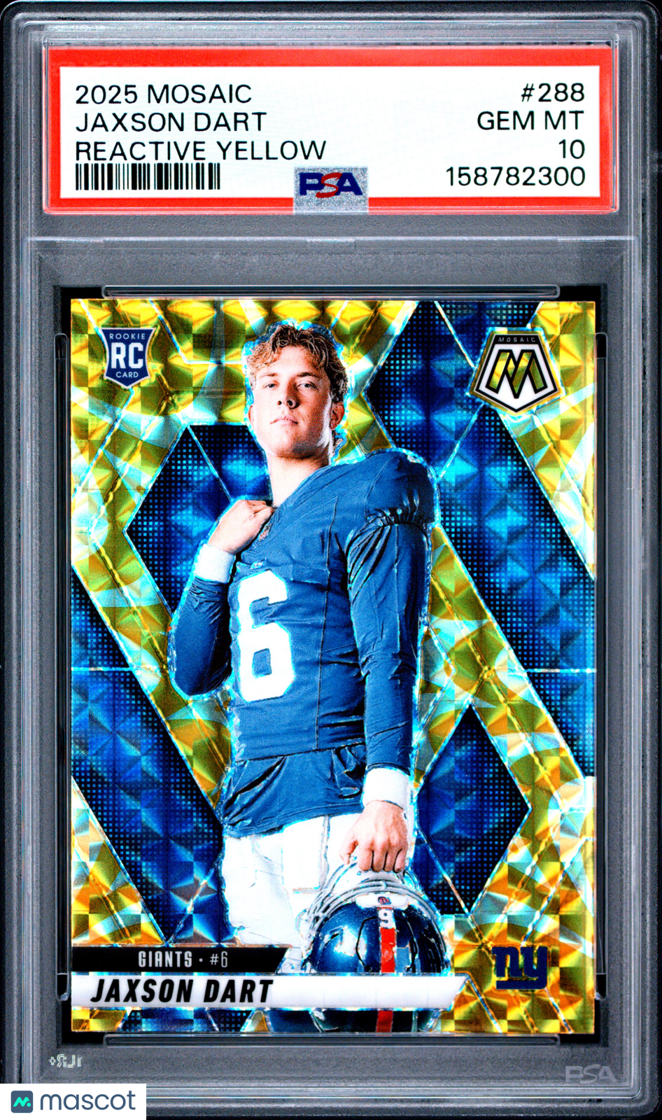 2025 Panini Mosaic Jaxson Dart #288 Reactive Yellow PSA 10