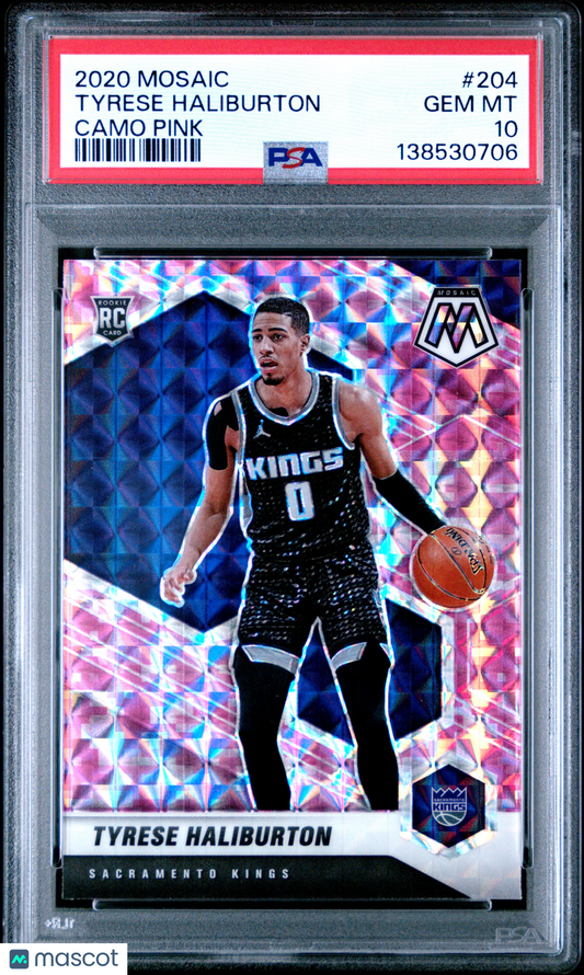 2020 Panini Mosaic Tyrese Haliburton #204 Camo Pink PSA 10