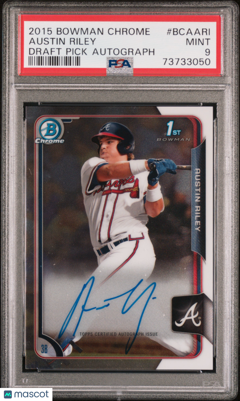 2015 Bowman Chrome Draft Pick Autograph Austin Riley #BCAARI PSA 9