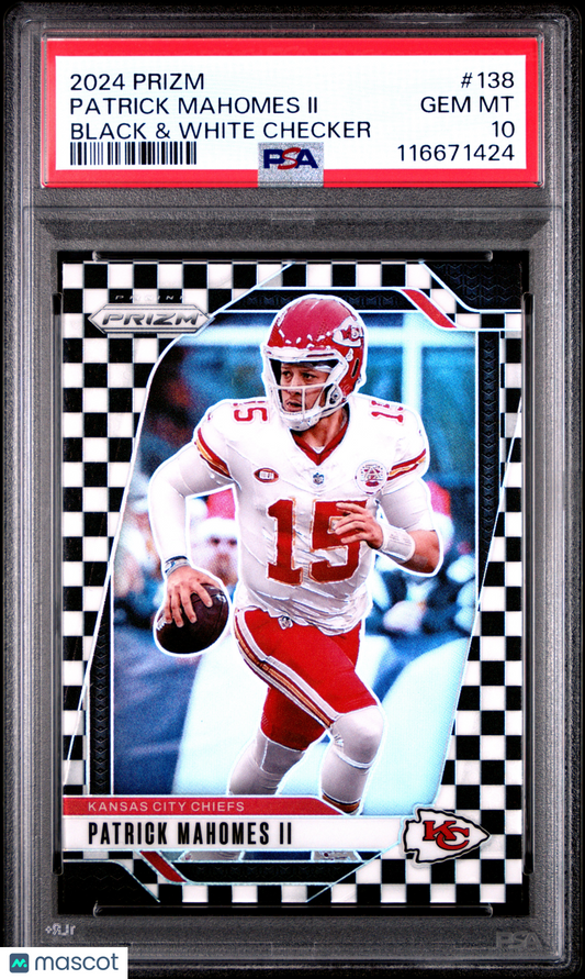 2024 Panini Prizm Patrick Mahomes II #138 Black & White Checker PSA 10