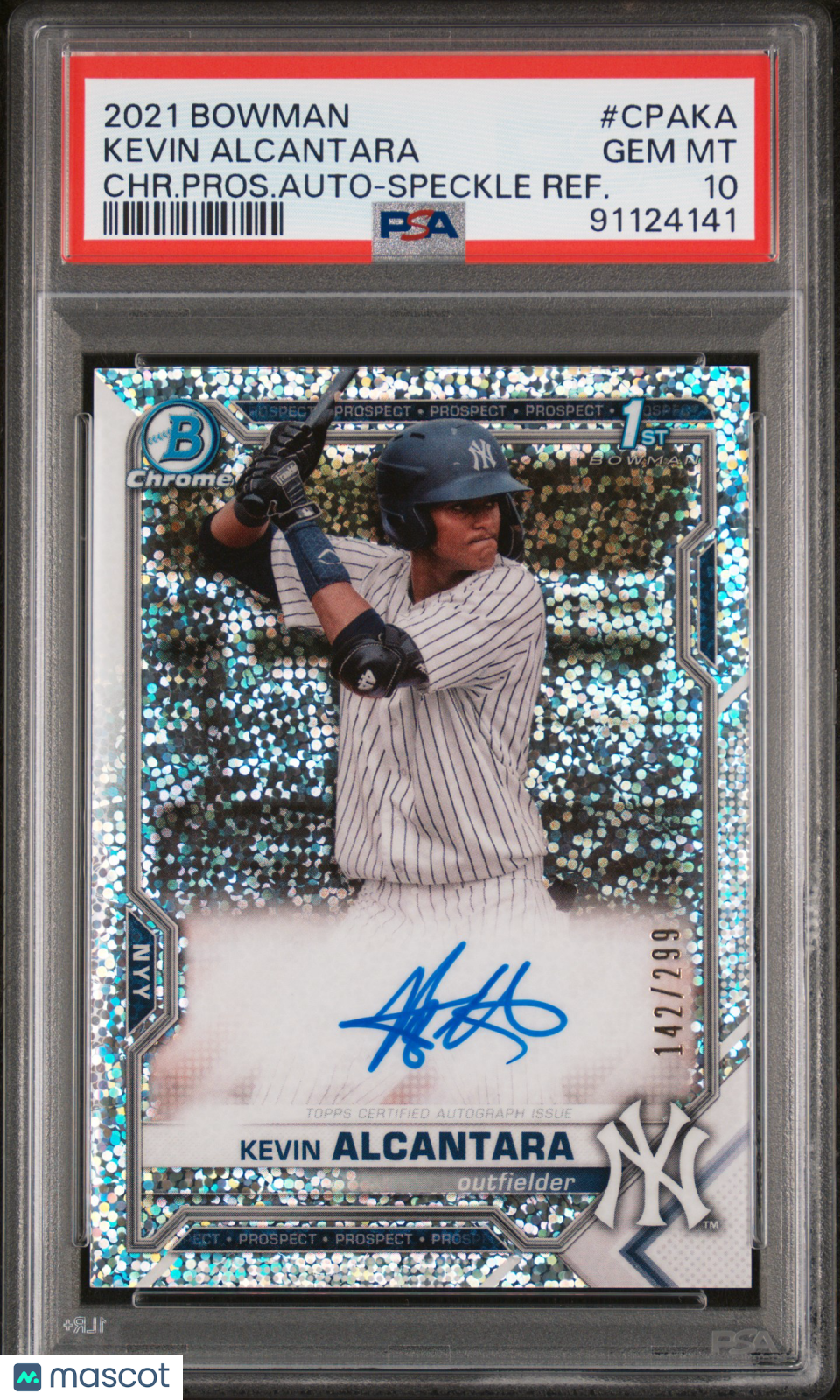 2021 Bowman Kevin Alcantara Auto Speckle Refractor 142/299 PSA 10