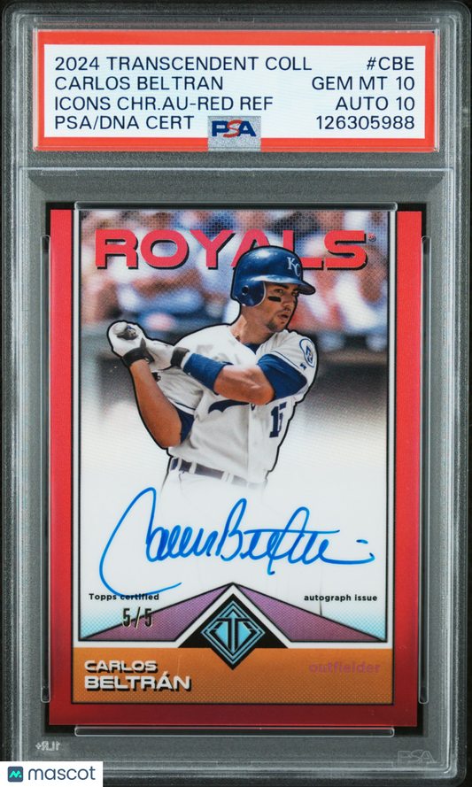 2024 Topps Transcendent Collection Autographs Carlos Beltran Red /5 PSA 10