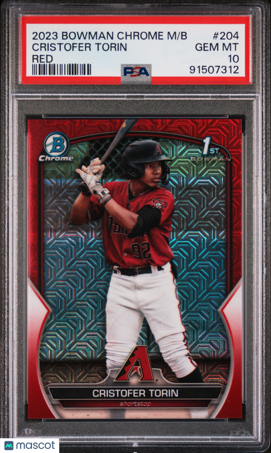 2023 Bowman Mega Box Chrome Cristofer Torin #204 Red Refractor PSA 10