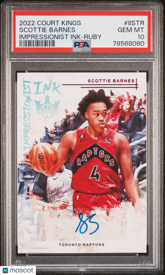 2022 Panini Court Kings Impressionist Ink Scottie Barnes #IISTR Ruby PSA 10