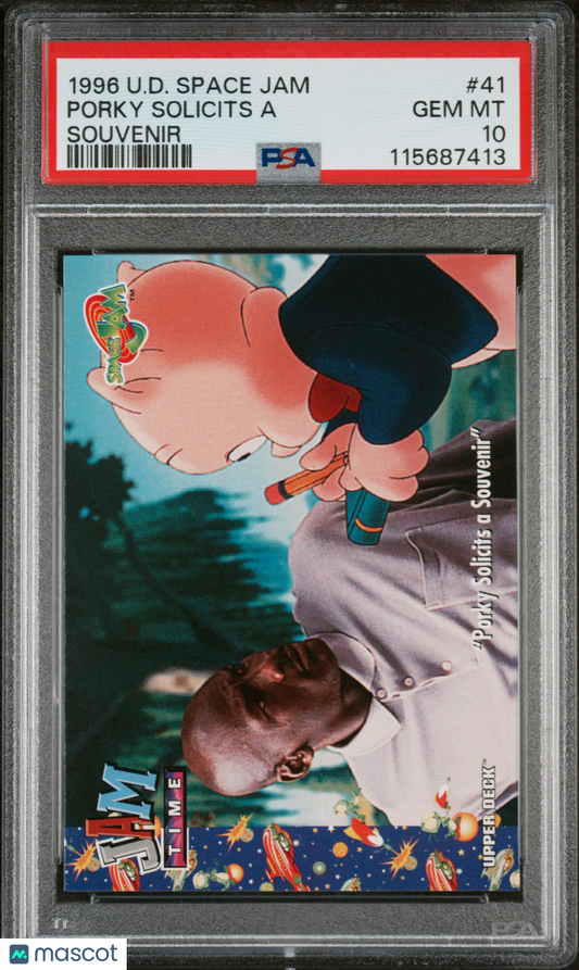 1996 Upper Deck Space Jam Porky Solicits A #41 Souvenir PSA 10