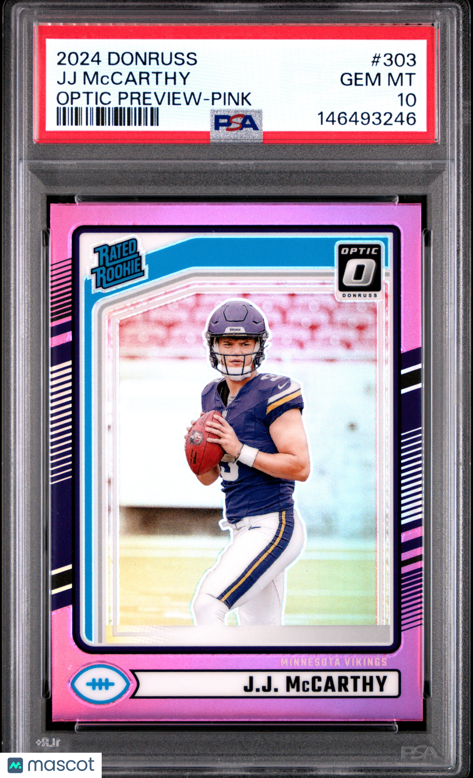 2024 Panini Donruss JJ Mccarthy #303 Optic Preview Pink PSA 10 – Graybo ...