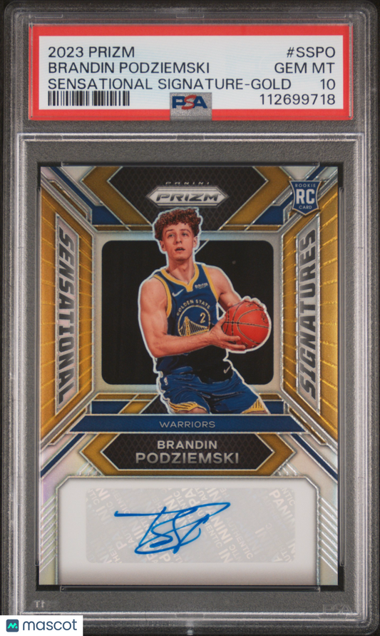 2023 Panini Prizm Sensational Signatures Brandin Podziemski #SSPO Gold PSA 10