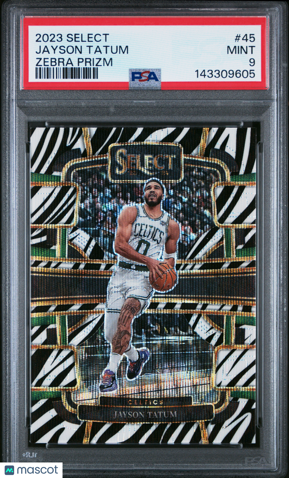 2023 Panini Select Jayson Tatum #45 Zebra Prizm PSA 9