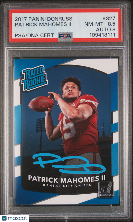 2017 Panini Donruss Patrick Mahomes II #327 PSA 8.5