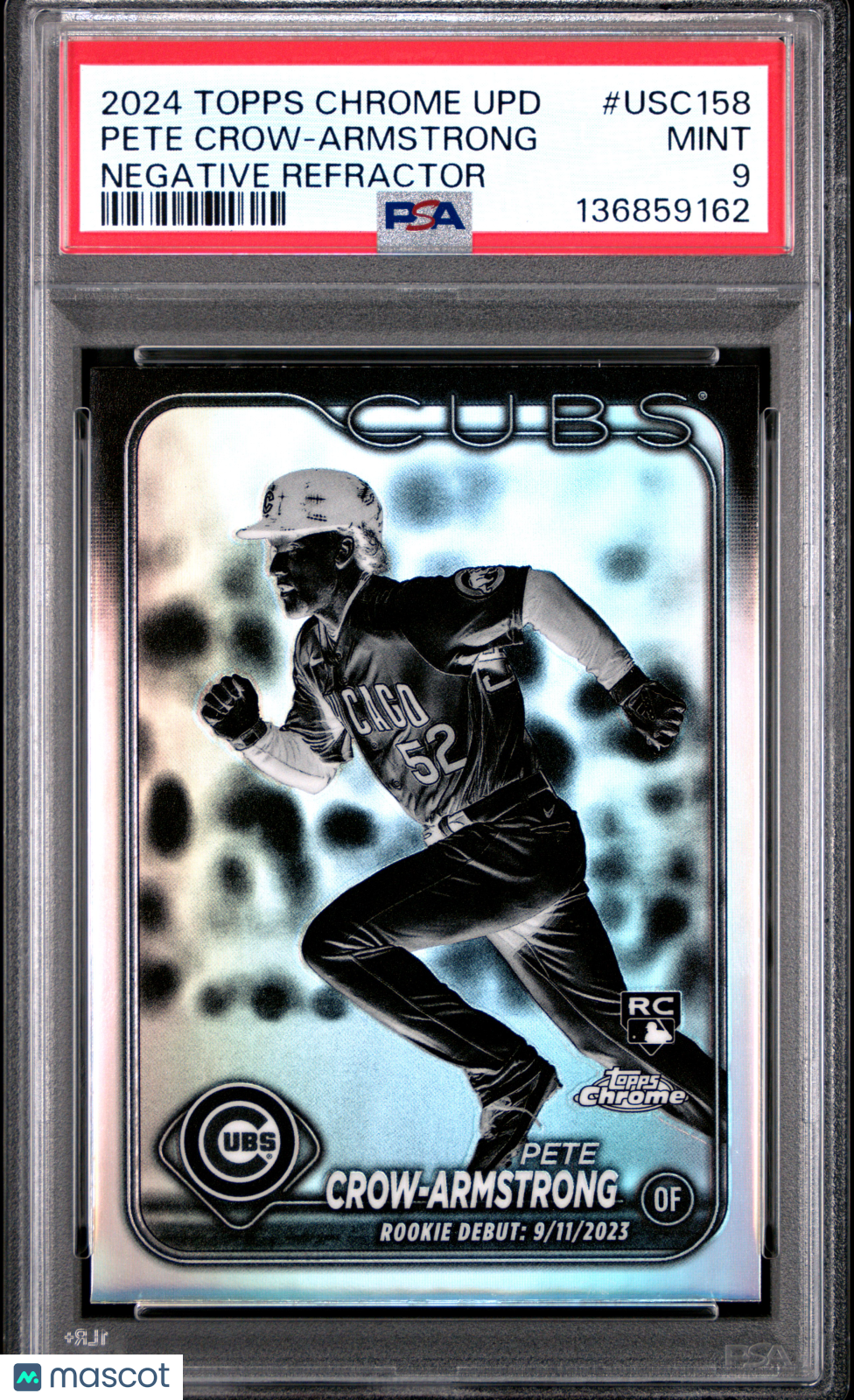 2024 Topps Chrome Update Pete Crow-Armstrong #USC158 Negative Refractor PSA 9