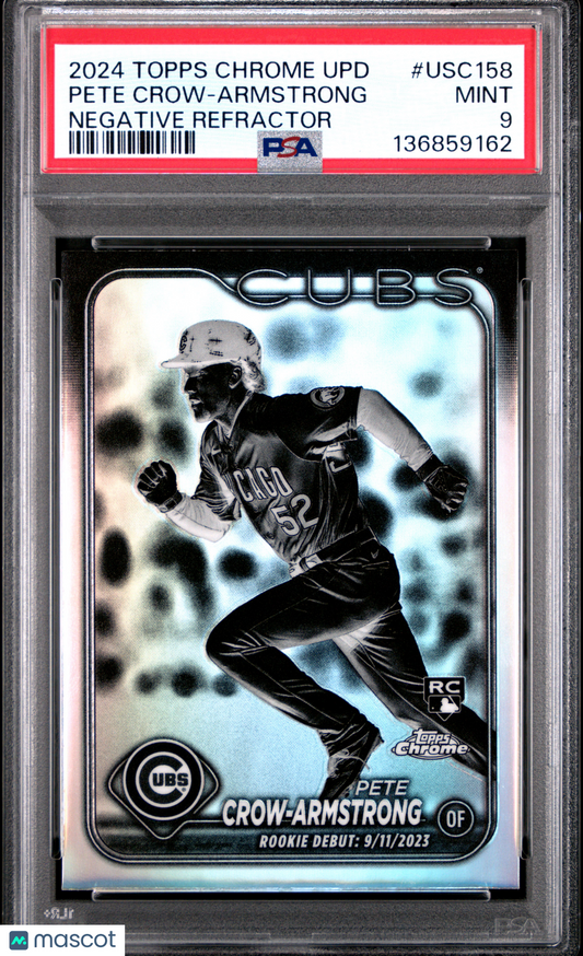 2024 Topps Chrome Update Pete Crow-Armstrong #USC158 Negative Refractor PSA 9