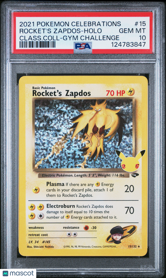 2021 Pokemon Celebrations Classic Collection Rocket's Zapdos Holo PSA 10 #15