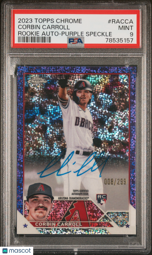 2023 Topps Chrome Rookie Autograph Corbin Carroll /299 PSA 9