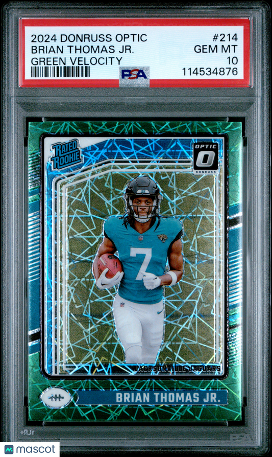 2024 Panini Donruss Optic Brian Thomas JR. #214 Green Velocity PSA 10