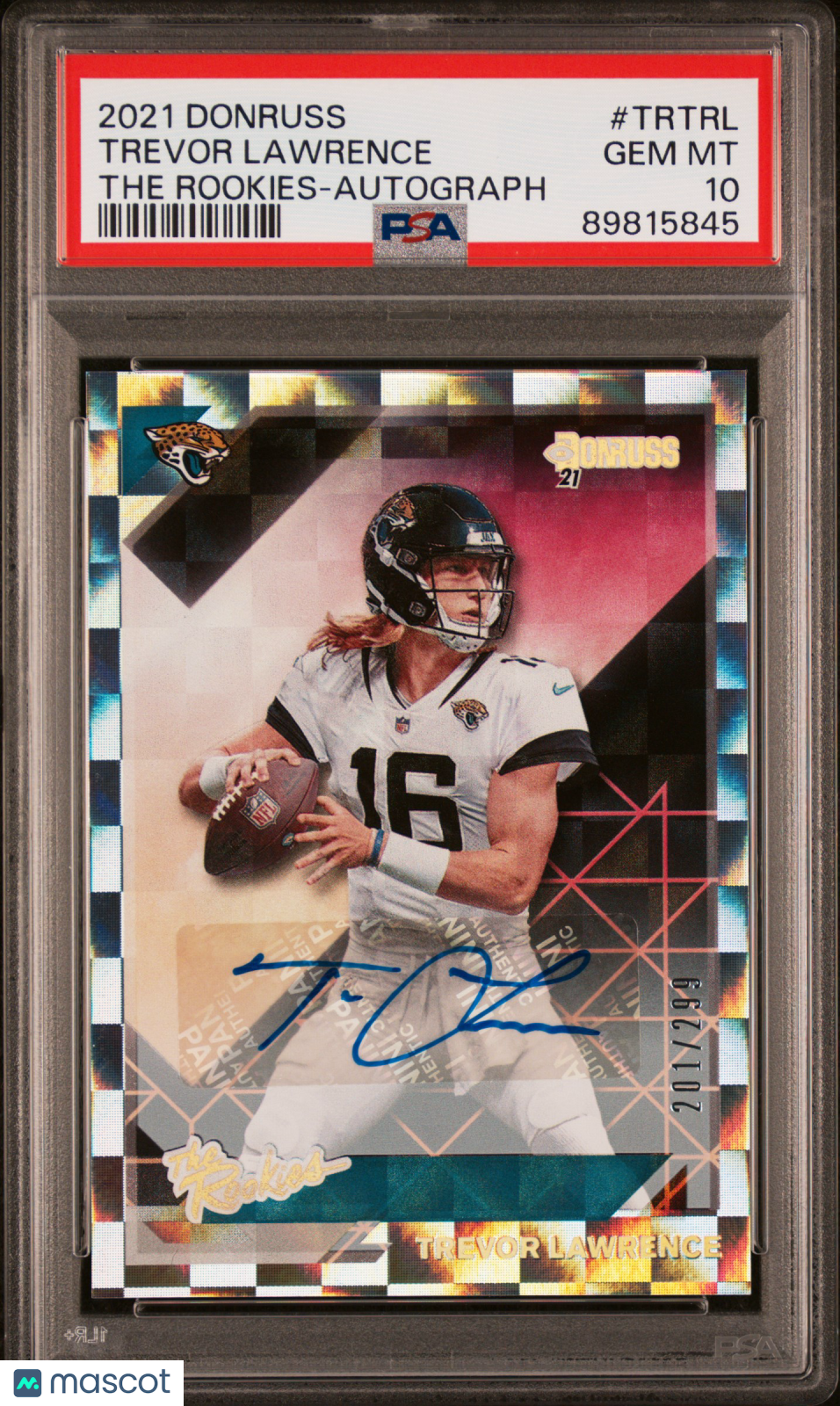 2021 Panini Donruss The Rookies Trevor Lawrence #TR-TRL Autograph 201/299 PSA 10