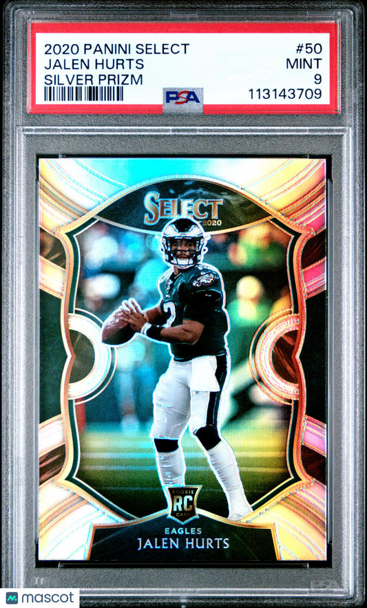 2020 Panini Select Jalen Hurts #50 Silver Prizm PSA 9
