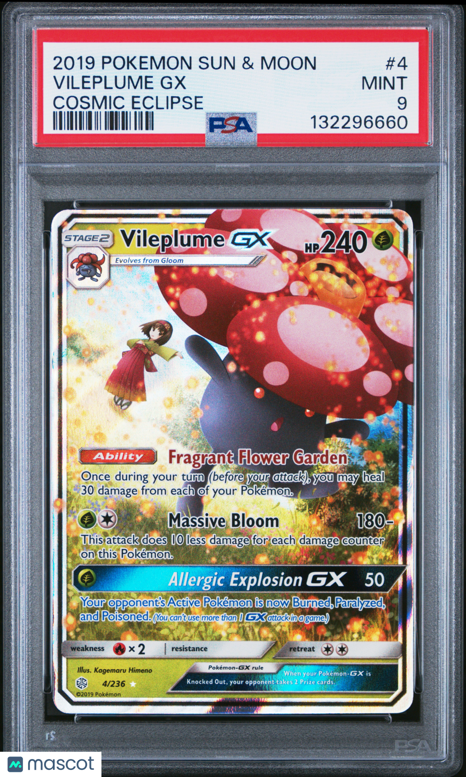 2019 Pokemon Sun & Moon Cosmic Eclipse Vileplume GX Cosmic Eclipse PSA 9 #4