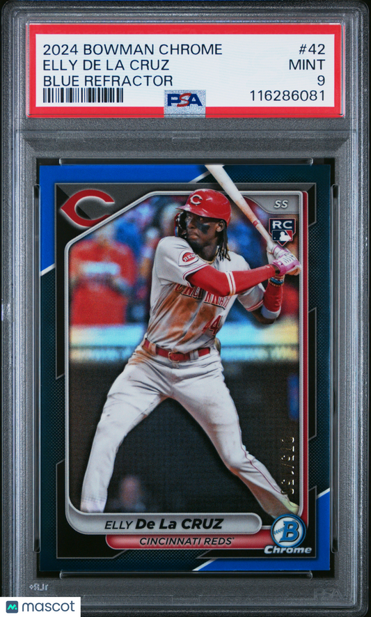 2024 Bowman Chrome Elly De La Cruz #42 Blue Refractor 075/130 PSA 9
