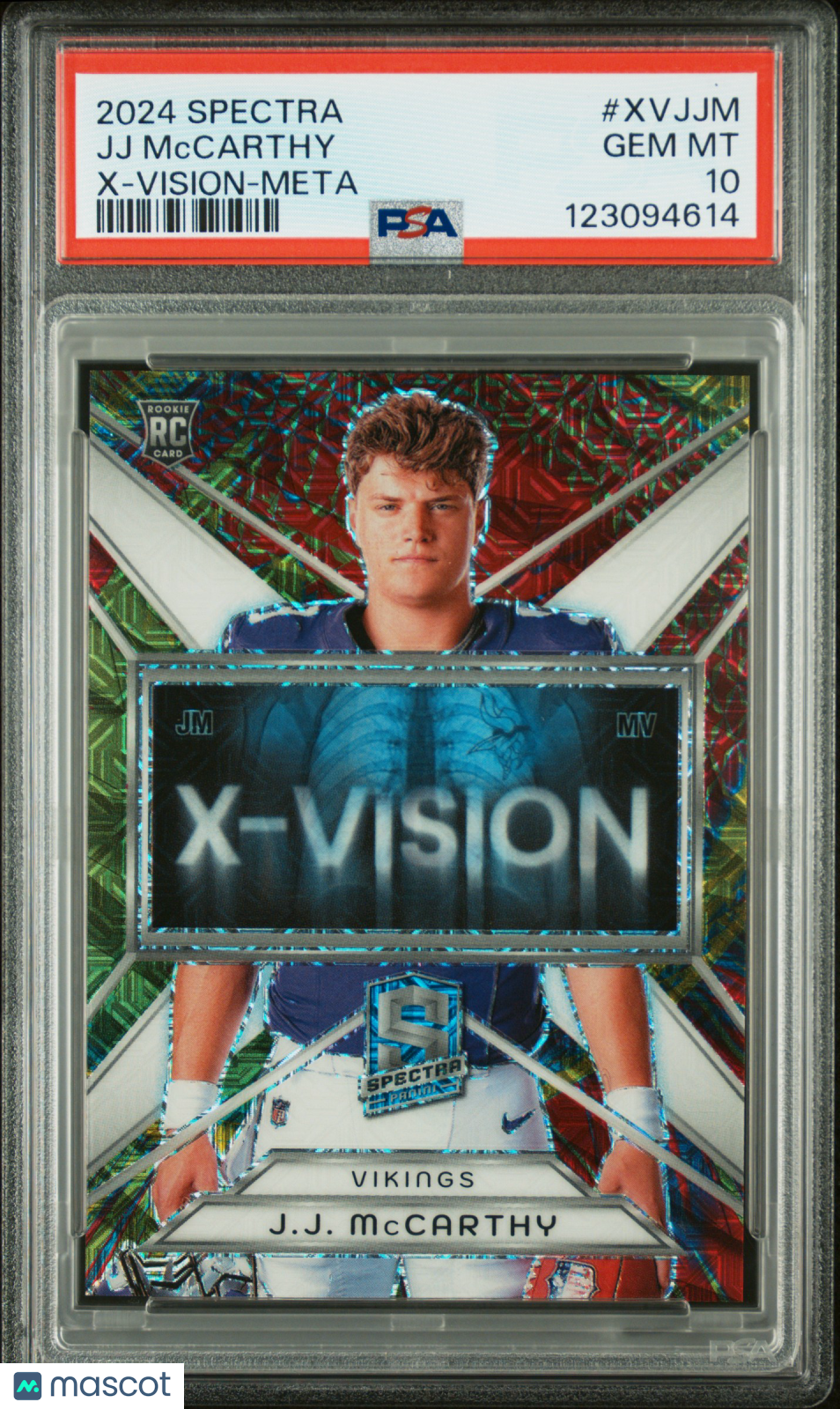 2024 Panini Spectra X-Vision JJ Mccarthy #XVJJM Meta /30 PSA 10
